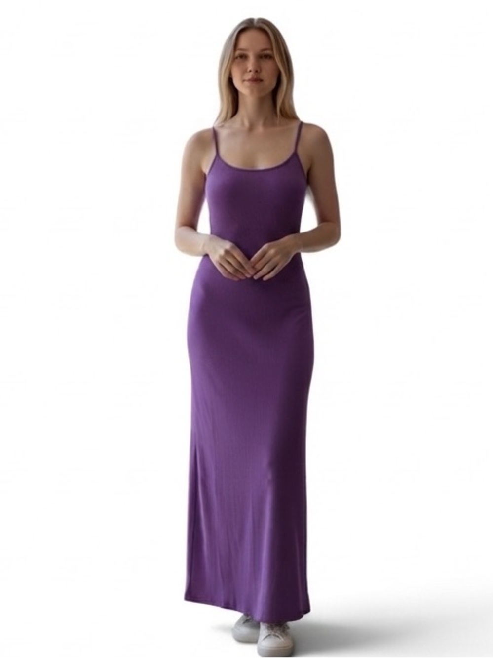 New with Tags! Blashe Los Angeles Purple Ribbed Knit Cami Midi Dress - Size L